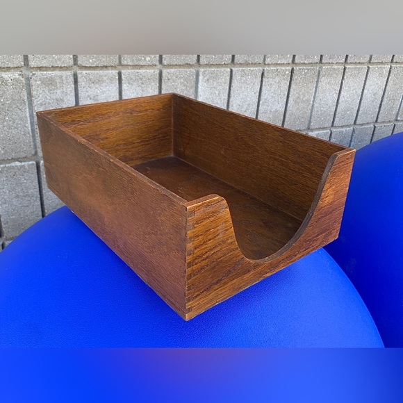 Mid Century Vintage Carver Finger Jointed Solid Oak Desk File Box - Picture 7 of 16